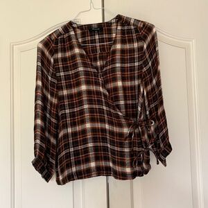 Madewell flannel wrap top XS- Cute and flattering!